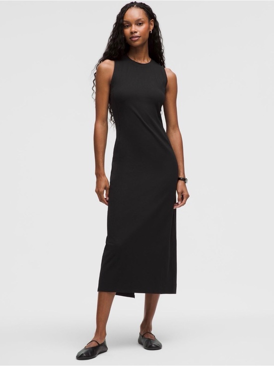 lululemon athletica Dresses & Skirts - lululemon athletica All Aligned Black Ribbed Sleeveless Midi Dress